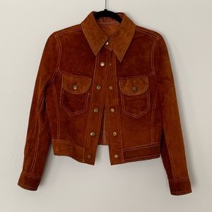 VINTAGE Reversible Suede Snap Crop Leather Jacket